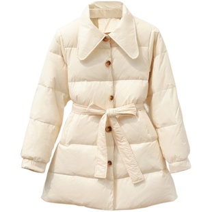 反季2024年新款A字版修身羽绒服女中长款显瘦白鸭绒小个子外套潮