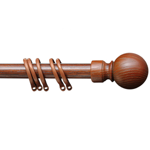 396家居元素*仿实木纹圆球窗帘杆罗马杆美式北欧简约窗帘架子轨道