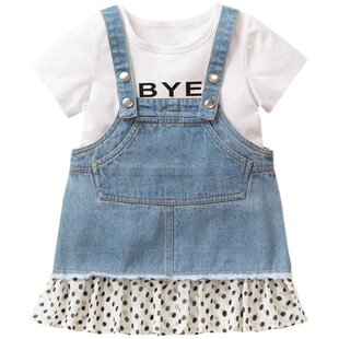 特价悠扬之家女宝宝背带裙套装夏装新款儿童小女童夏季两件套洋气