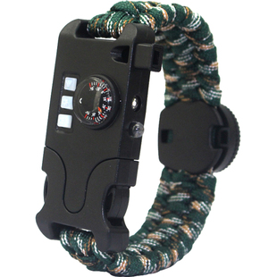 户外用品七芯伞绳手工编织手链远程求救生SOS红外线激光手链充电