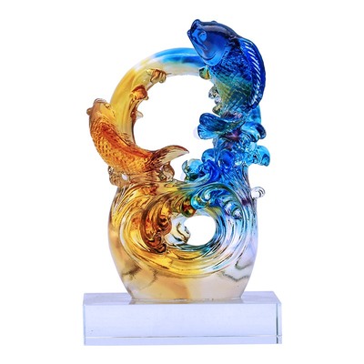 年年有余现代中式风商务琉璃鱼