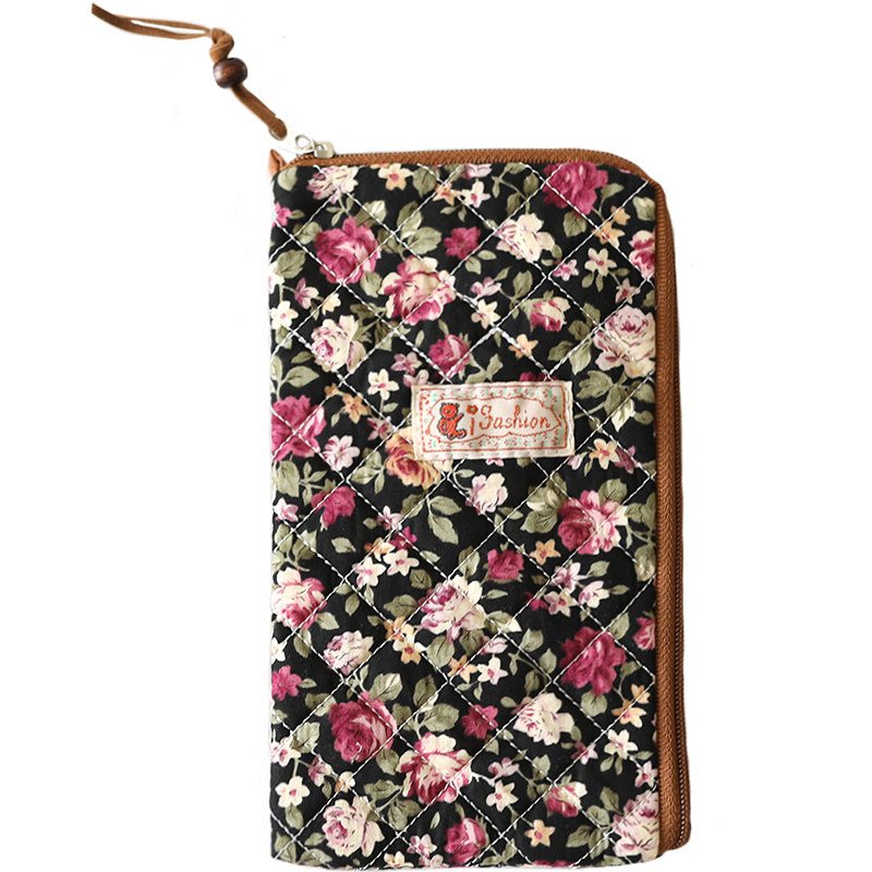 6寸6.5寸大屏手机包女小碎花韩版手机袋子布艺挂脖保护套
