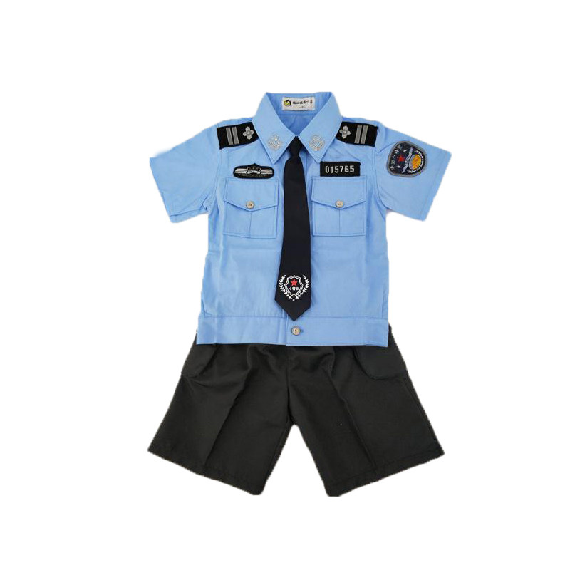 儿童制服警官衣服男童六一幼儿园公安表演出服装夏季小警察服交警