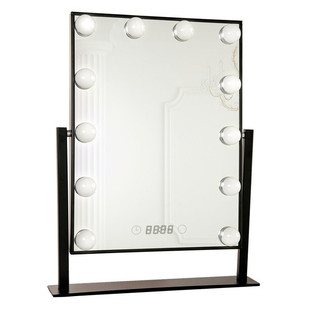 大号LED化妆镜带灯泡方形台式镜便携梳妆镜直播美颜补妆补光镜灯