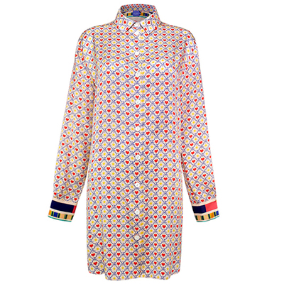 宽松休闲风印花长袖衬衫裙家居服