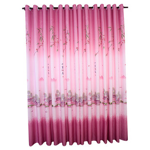 田园窗帘客厅卧室书房半遮光窗帘布料清仓成品包邮紫窗帘2.7米高