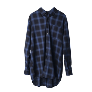 TECNOLAG 19SS CHECKERED SHIRT 渐变格子宽松轮廓剪裁长款衬衣