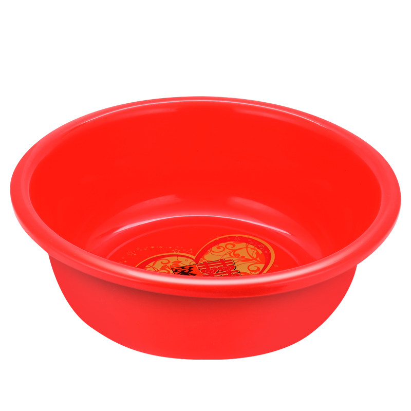 婚庆红色结婚喜事盆加厚塑料圆形耐摔厚实洗脸泡脚婴儿宝宝洗澡盆