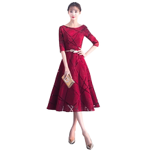 新娘红色宴会气质小个子女晚礼服1