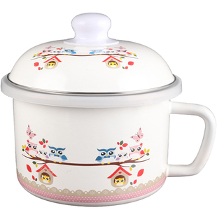 加厚搪瓷学生饭盒快餐杯泡面碗吃饭碗杯泡面杯麻辣烫碗带盖碗奶杯