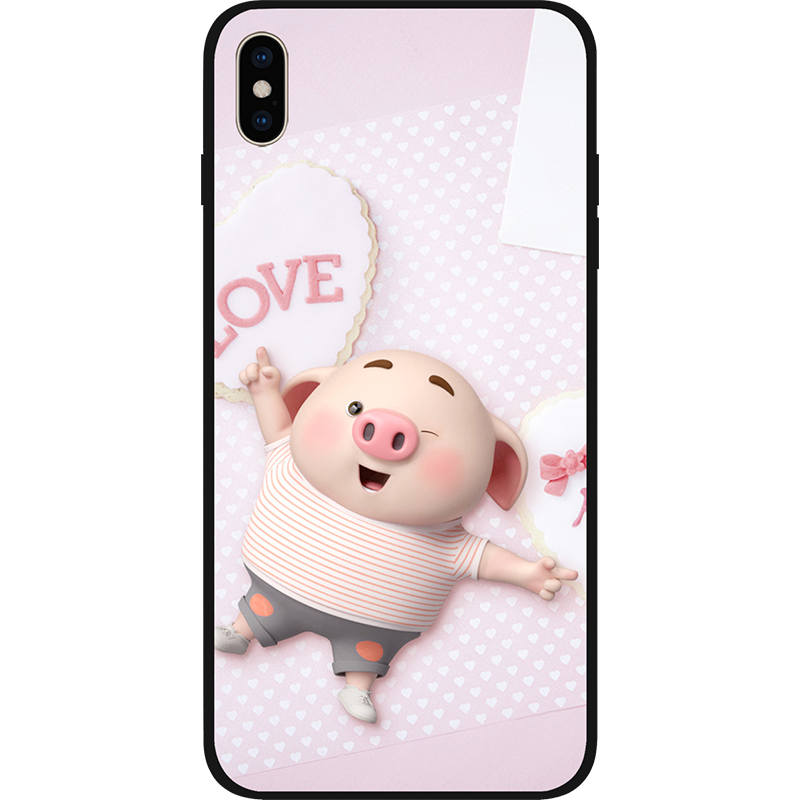 猪小屁同款适用于苹果13华为p40玻璃iPhone12Pro定制手机壳保护套