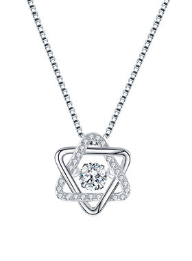 s925六芒星纯银项链女时尚个性