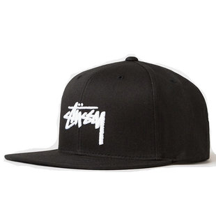 现货Stussy STOCK Snapback 小刺绣棒球帽斯图西黑色百搭帽子