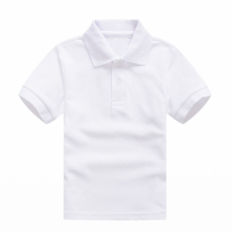 儿童白色t恤短袖男童女童有翻领polo衫定制印logo带领小学生校服8
