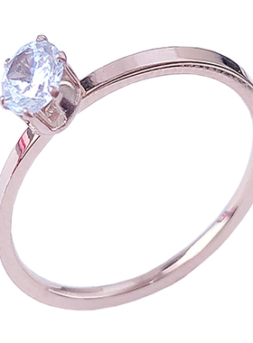 单钻女细圈款时尚个性钢彩金戒指