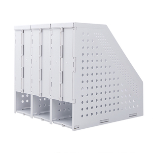 得力可折叠文件框多层加厚三联四联伸缩文件筐免安装文件夹收纳架