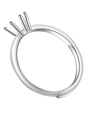 圆形纯银镀金莫桑钻石戒指空托