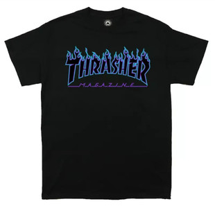 【实力现货】Thrasher 日版 多色火焰短袖T恤男女情侣ins同款