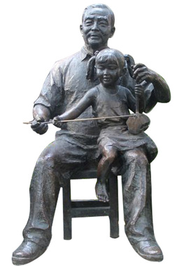 拉二胡公园商业街情景人物雕塑