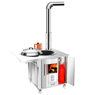 柴火灶农村家用无烟新式不锈钢移动土灶台户外水箱节能烧木柴炉子