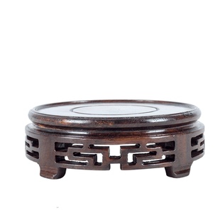底座木托架底座花盘圆形佛像古玩奇石头茶具花瓶摆件花盆底座黑檀