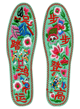 全棉红鞋垫手工绣花鞋垫