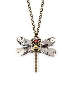 先生蒸汽朋克大陆蜻蜓吊坠项链