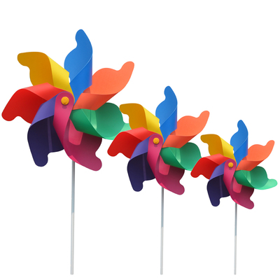 幼儿园户外装饰七彩木杆风车