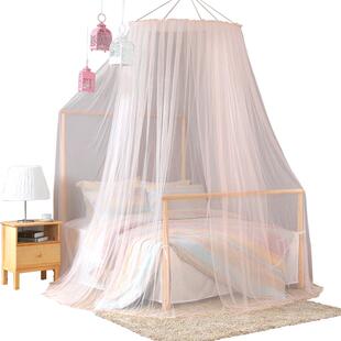 吊顶蚊帐欧式双人家用落地公主风加密免安装圆顶1.2m/1.5m/1.8m床