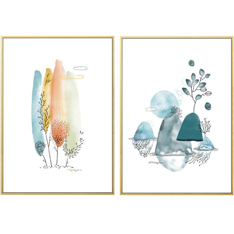 小清新风卧室简约水彩装饰画