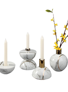 新中式风烛台会所展厅软装饰品