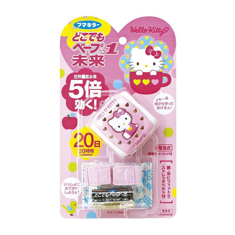 日本VAPE凯蒂猫HELLO KITTY 电池驱蚊手表防蚊手环器随身儿童大人