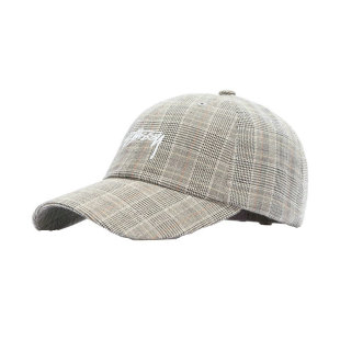 Stussy SUITING LOW PRO CAP格纹弯檐帽子棒球帽子现货