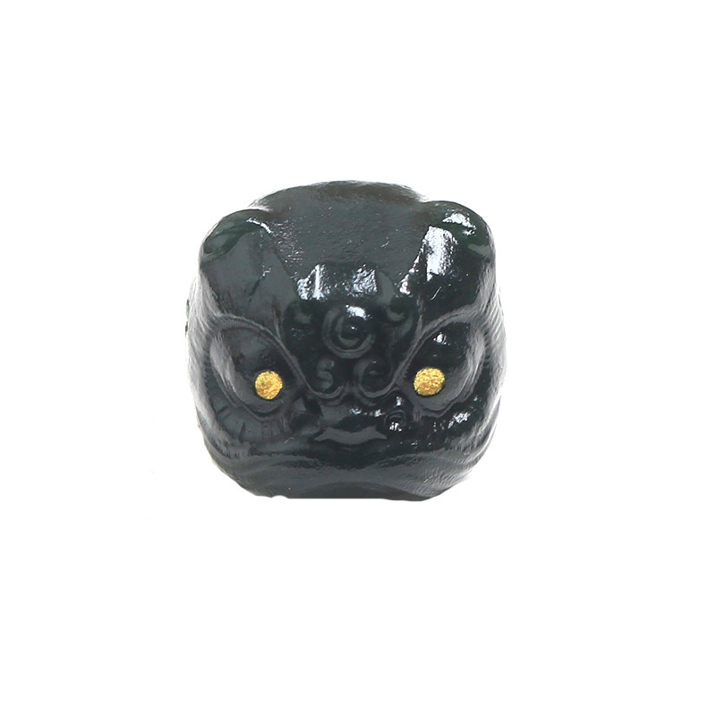 天然和田玉墨玉醒狮头小怪兽隔珠散珠吊坠配件diy手链饰品配饰