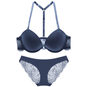 欧美美背性感蕾丝前扣少女文胸套装无痕女士内衣女时尚舒适聚拢衣