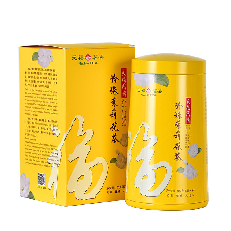 天福茗茶用情珍珠茉莉 五窨浓香独立小泡 罐装100g