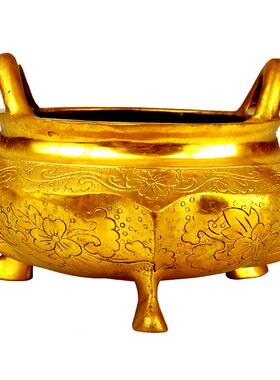纯铜三足炉香薰炉摆件工艺品