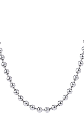 泰银圆珠链S925银项链男士配链无吊坠银链子简约韩版毛衣链粗长款