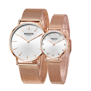 精铁时手表 石英男表女表超薄蓝色4041情侣表两针表简单大方防水