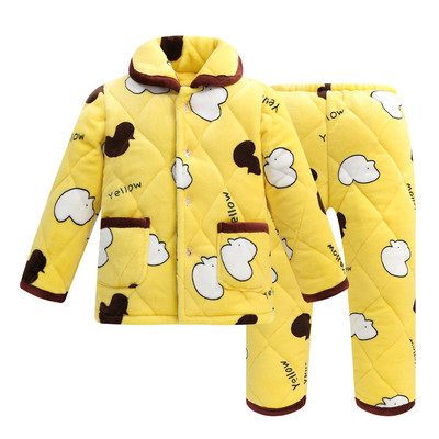 冬季加厚三层夹棉珊瑚绒家居服