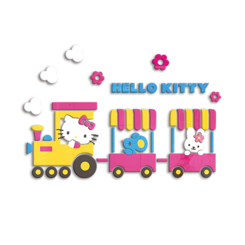 kitty猫小火车3d立体墙壁墙贴