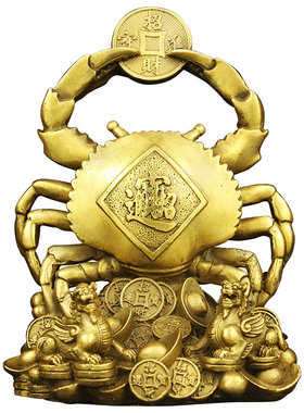 铜螃蟹摆件横财将军工艺品礼品