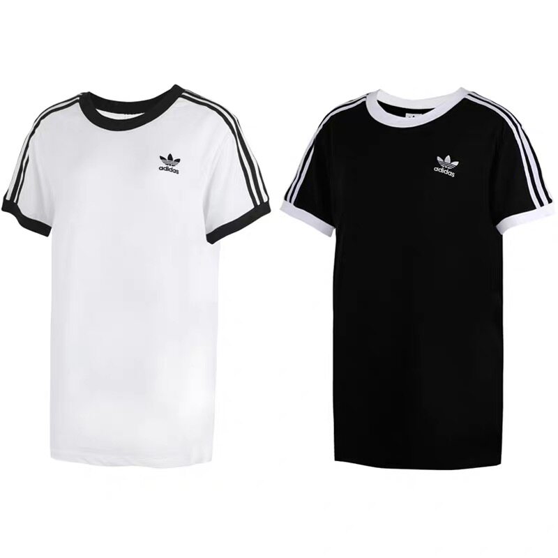 adidas三叶草情侣黑白经典刺绣小