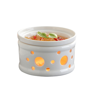 陶瓷保温炖菜盘子干锅酒精蜡烛加热炉大鱼盘圆形梅花炖盅酒店餐具