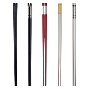 酒店商用公筷家用饭店餐具红白色套装餐厅高档防滑不发霉合金筷子