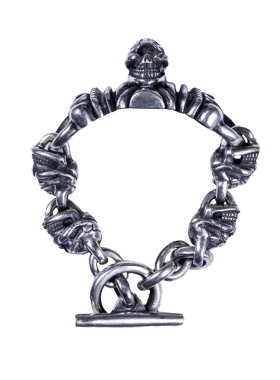 高山隆五头十字玛雅骷髅手链