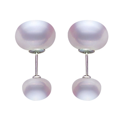 双珠双戴天然珍珠耳钉螺纹防脱女