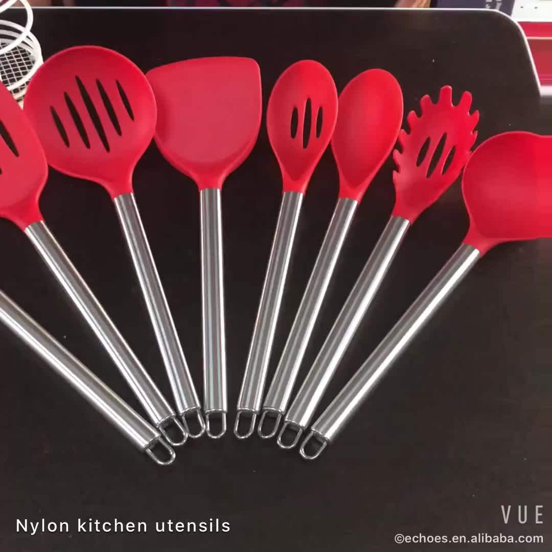 12pcs Heat Resistant Silicone Kitchen Utensil Sets With Stainless Steel