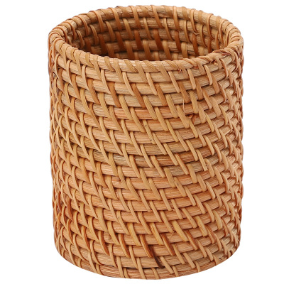 中式秋藤编创意笔筒收纳
