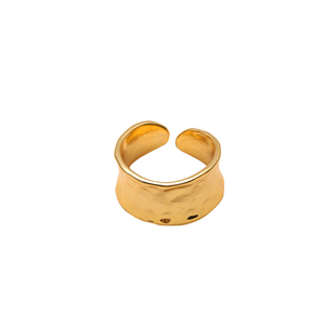 原创2019潮高级感精致简约镀18K金光面宽版素圈戒指女